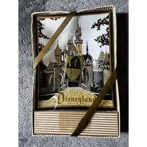 Vintage Disneyland Houze Art Sleeping Beauty Castle Glass Tray Souvenir Box